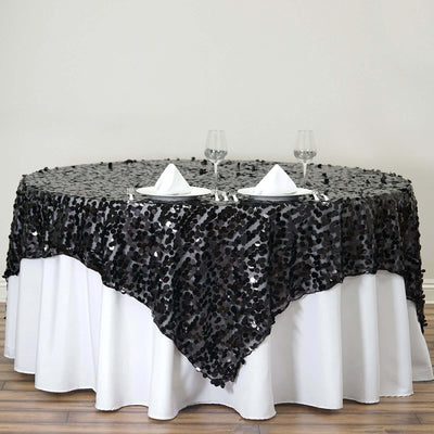 Sequin Table Overlay 72"x72" Black - Big Payette Table Topper