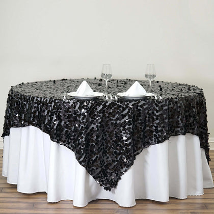Sequin Table Overlay 72"x72" Black - Big Payette Table Topper