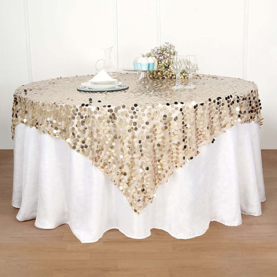 Sequin Table Overlay 72"x72" Champagne - Big Payette Table Topper