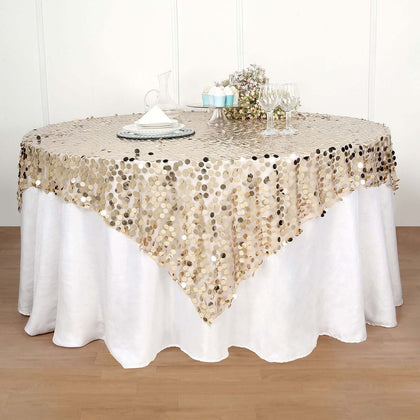 Sequin Table Overlay 72"x72" Champagne - Big Payette Table Topper