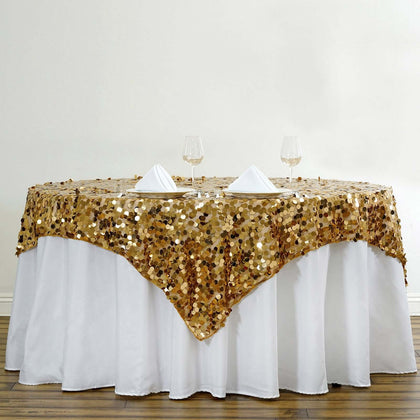 Sequin Table Overlay 72"x72" Gold - Big Payette Table Topper