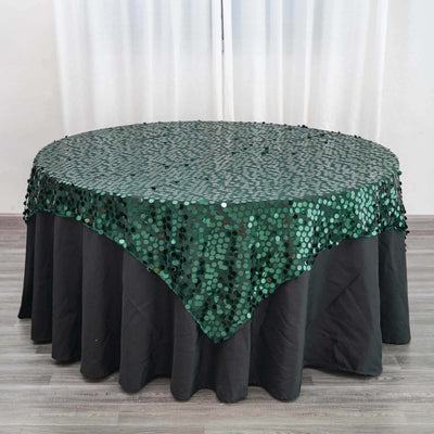 Sequin Table Overlay 72"x72" Hunter Emerald Green - Big Payette Table Topper