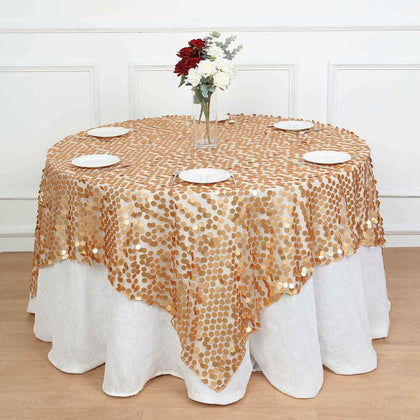 Sequin Table Overlay 72"x72" Matte Champagne - Big Payette Table Topper