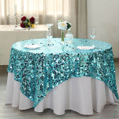 Sequin Table Overlay 72"x72" Turquoise - Big Payette Table Topper