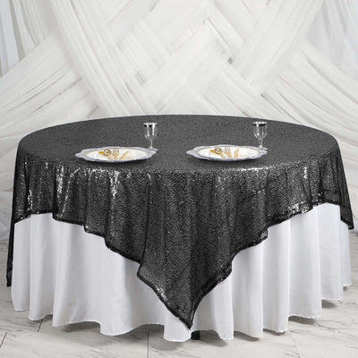 Sequin Table Overlay 90"x90" Black - Sparkly Table Topper