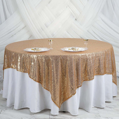 Sequin Table Overlay 90"x90" Gold - Sparkly Design Glamorous Decor for Events
