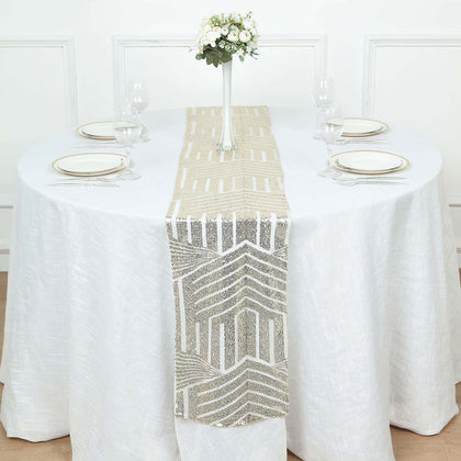 Sequin Table Runner 12"x108" Champagne - Diamond Glitz Table Decor
