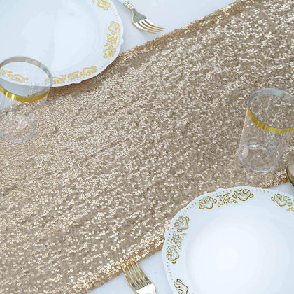 Sequin Table Runner 12"x108" Champagne - Glittering Finish Table Decor