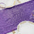 Purple sequin table runner with elegant dinnerware setting.