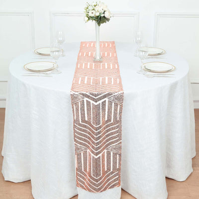 Sequin Table Runner 12"x108" Rose Gold - Diamond Glitz Table Decor