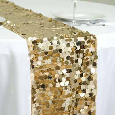 Sequin Table Runner 13"x108" Champagne - Big Payette Table Decor