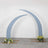 Blue curved arch with floral arrangements at the base.