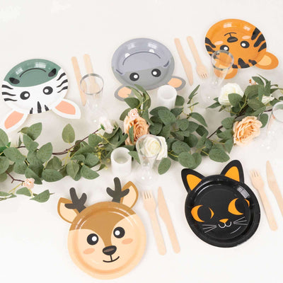 Set of 25 Paper Round Plates 7" Assorted Animal Print - 300GSM Disposable Appetizer Dessert Party Plates for Jungle Safari Themed Events