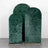 Green textured arch panels in various sizes on a plain backdrop.