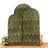 Decorative three-panel screen with green and gold wave pattern design.