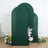 Green fabric room dividers with floral accents on a plain background.