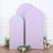 Three lavender fabric backdrops of varying heights with floral accents.