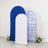 Three decorative backdrops in blue, white, and floral patterns.