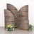 Wooden backdrop panels with a natural finish and floral arrangement in front.