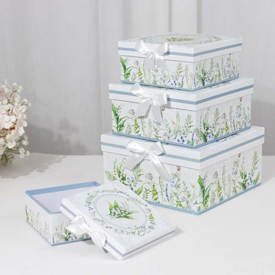 Set of 4 Cardstock Square Nesting Gift Boxes With Lids 6",7",8",9"