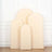 Four beige arch-shaped display boards in varying sizes.