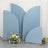 Blue fabric backdrops with floral arrangement, studio shot.