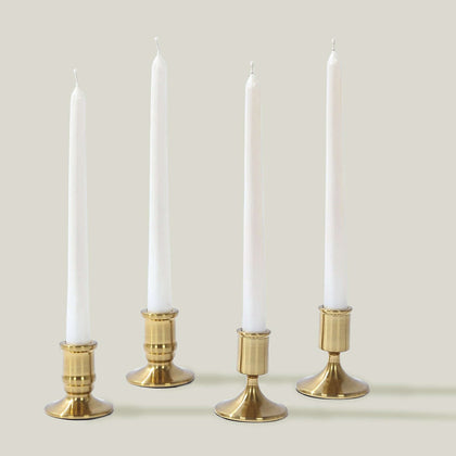 Set of 4 Metal Taper Candle Holders 2.5", 3" Vintage Gold with Sturdy Round Base - Traditional Pillar Candlestick Holders