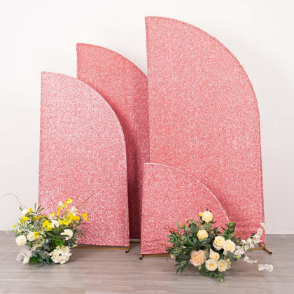 Set of 4 Rose Gold Chiara Backdrop Stand Covers Shimmer Tinsel Finish, Fitted Covers For Half Moon Wedding Arches 2.5ft, 5ft, 6ft, 7ft