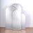 Silver photography backdrops in three sizes on a plain background