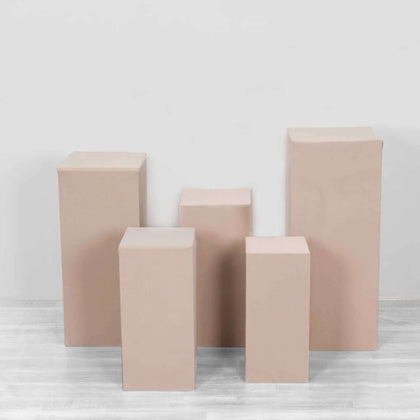 Set of 5 Nude Spandex Rectangle Pillar Prop Covers, Stretchable Pedestal Stand Covers - 160 GSM