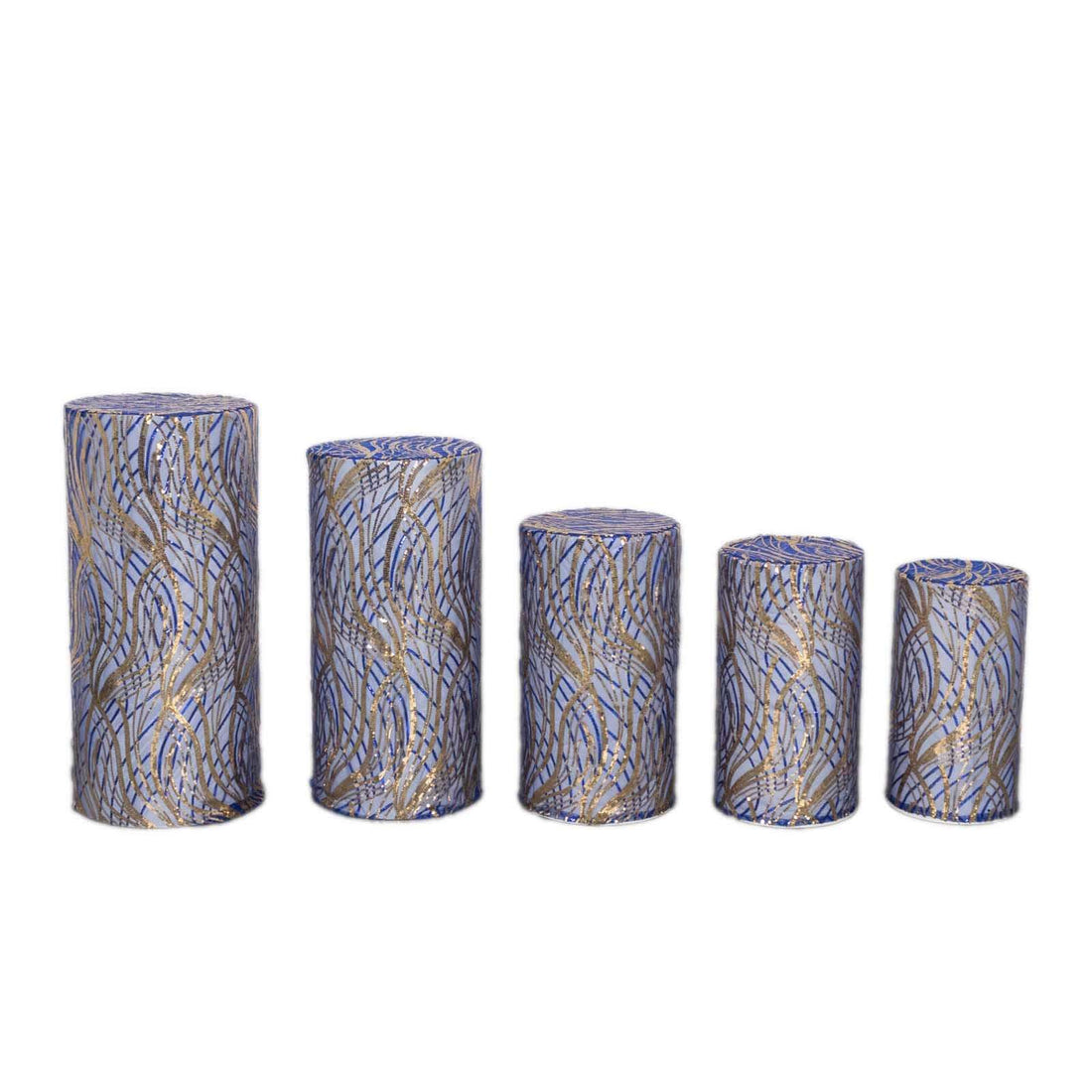 5 Royal Blue Wave Mesh Cylinder Pillar Prop Covers | eFavormart