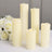 Set of five ivory LED candles with realistic flickering flames.