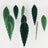 Green paper leaf decorations hanging on strings
