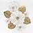 White and gold paper flowers arrangement on a white background