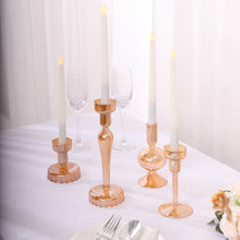 Set of 4 Assorted Gold Glass Taper Votive Candle Holders, Lined Crystal Glass Tea Light