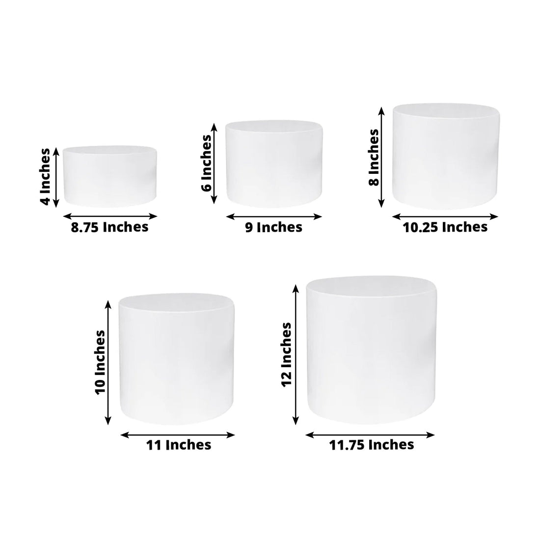 White Acrylic Cake Stands Set of 5 | eFavormart