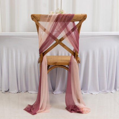 20-Pack Sheer Chair Sash in Mauve Blush, 9ft Long Shimmer Sheer Drape Chair Decor Set, Wrinkle-Free