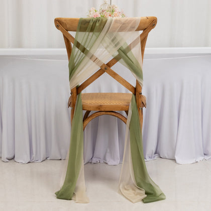 20-Pack Sheer Chair Sash in Dusty Sage Green Beige, 9ft Long Shimmer Sheer Drape Chair Decor Set, Wrinkle-Free
