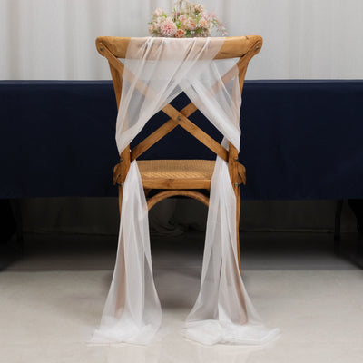 20-Pack Sheer Chair Sash in White, 9ft Long Shimmer Sheer Drape Chair Decor Set, Wrinkle-Free
