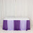 White table with purple and lavender draped tablecloth