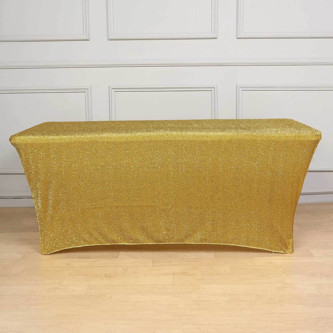 Gold glitter tablecloth for events and parties.