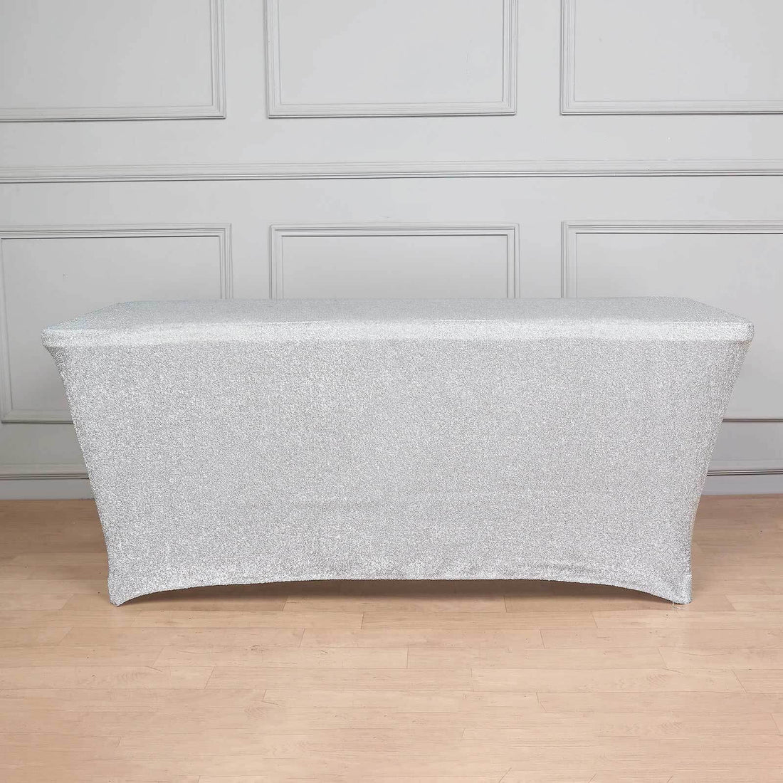 Silver glitter table cover for events and parties
