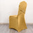 Gold glitter chair cover with bow detail for elegant events.