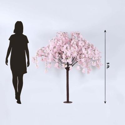Artificial Cherry Blossom Tree 5ft Blush – Silk Sakura Wishing Tree with Fiberglass Trunk & Sturdy Metal Base
