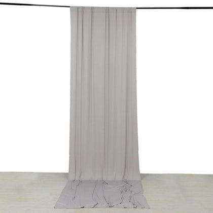 Silver 4-Way Stretch Spandex Backdrop Drape Curtain, Wrinkle Free Event Divider Panel with Rod Pockets - 5ftx14ft