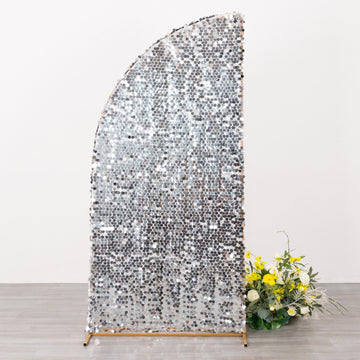 6ft Silver Big Payette Sequin Chiara Backdrop Stand Cover For Half Moon Wedding Arch