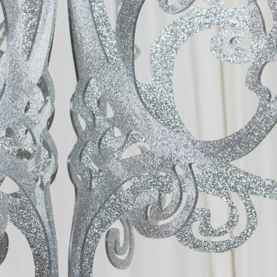 Silver Glittered Acrylic Chandelier Hanging Decor 24inch, 3D Interlocking Cutout Design