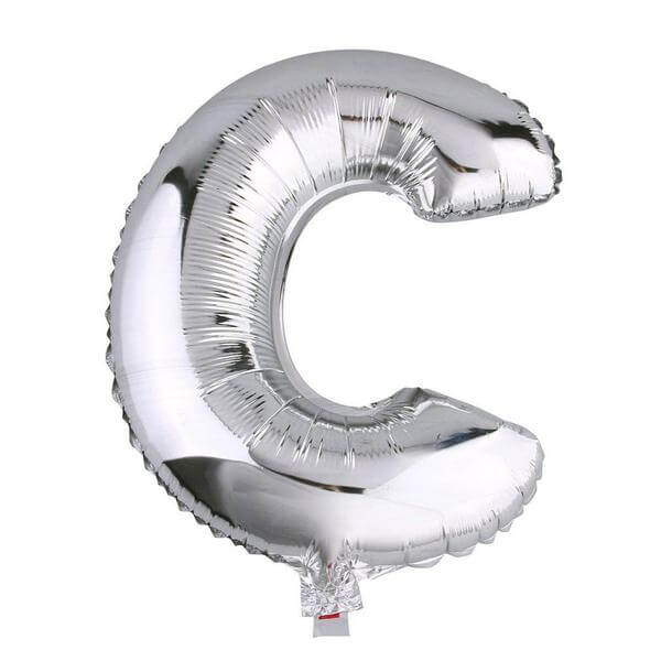 Silver foil letter C balloon #whtbkgd