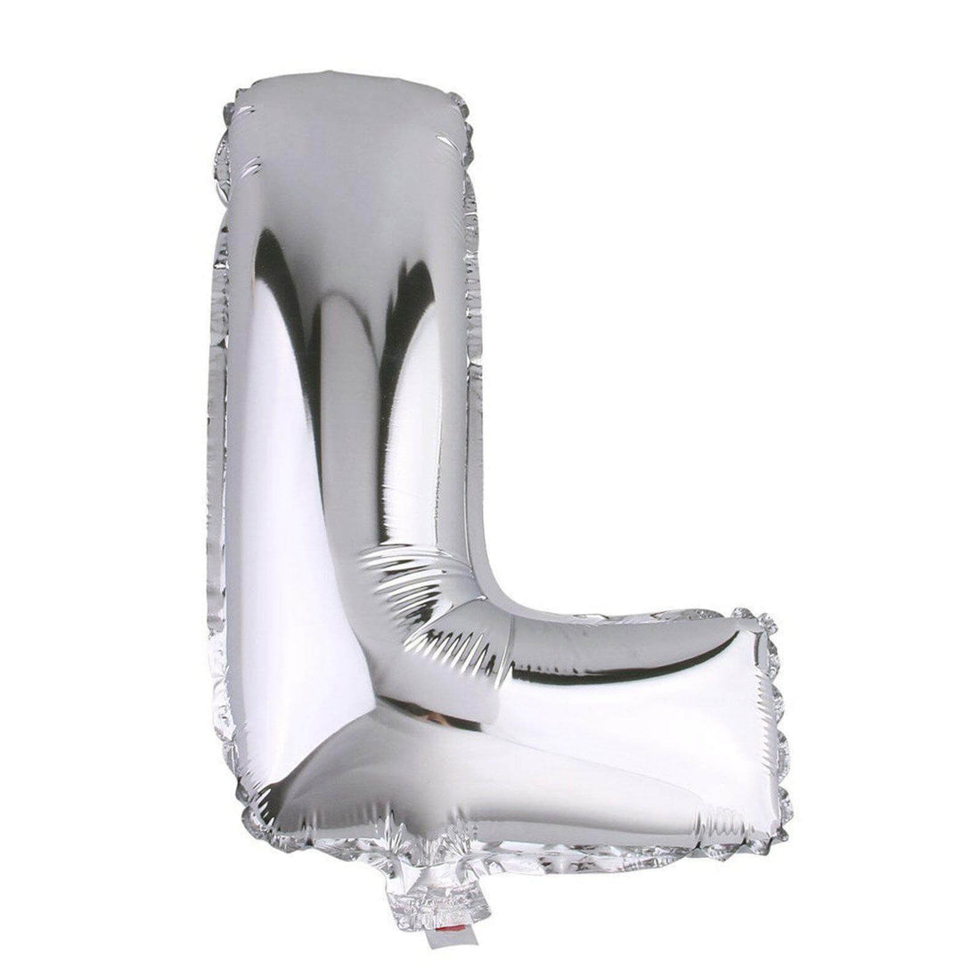 Silver foil letter L balloon, shiny and reflective design. #whtbkgd