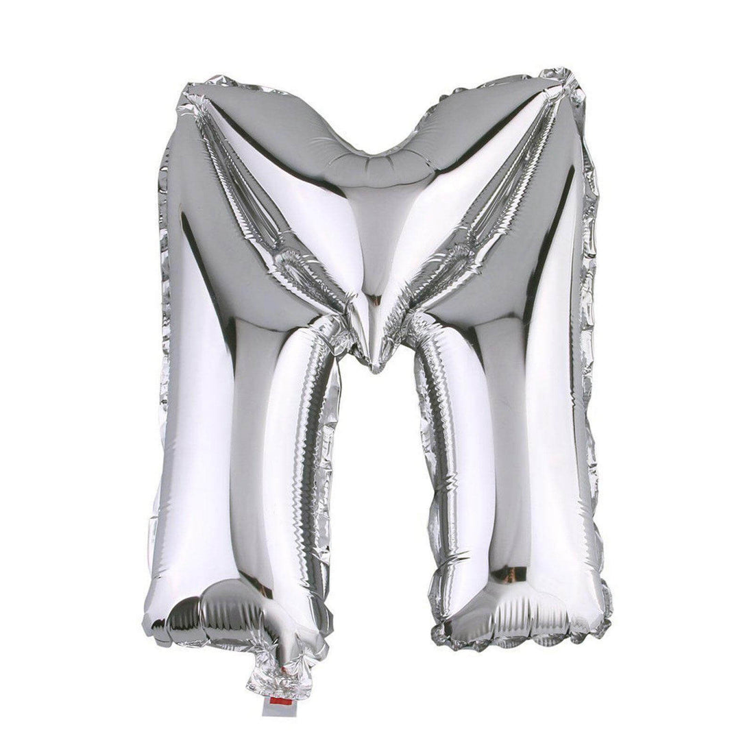 Silver foil letter M balloon on a plain white background #whtbkgd